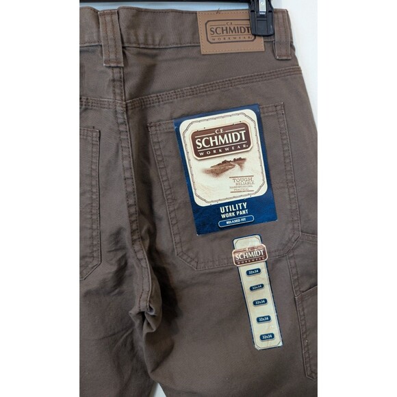 C.E. Schmidt Men Utility Work Pant Brown Relaxed Fit 100% Cotton Workwear 32x34 - Picture 5 of 7